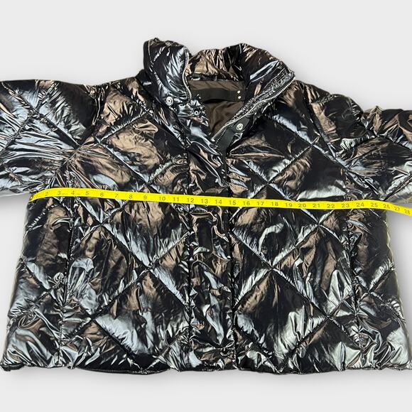 Banana Republic Estrella Quilted Puffer Jacket Black Size Large - Picture 8 of 8